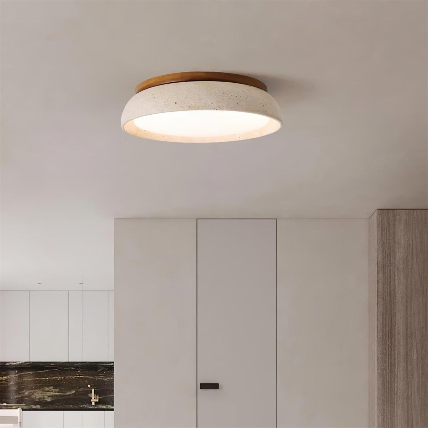 Travertine Stone Flush Ceiling Light