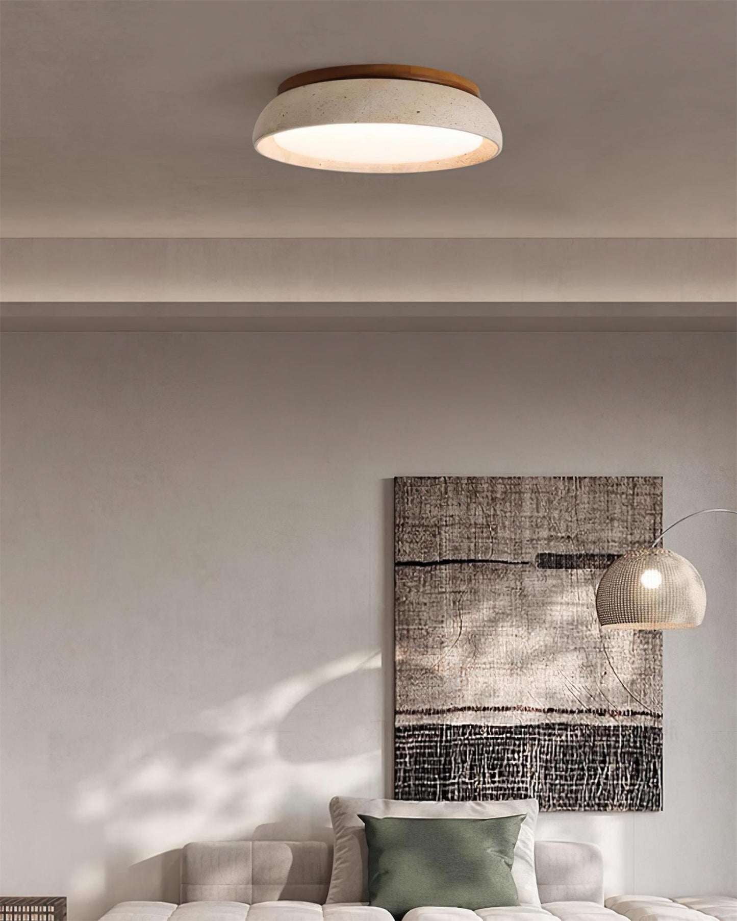 Travertine Stone Flush Ceiling Light