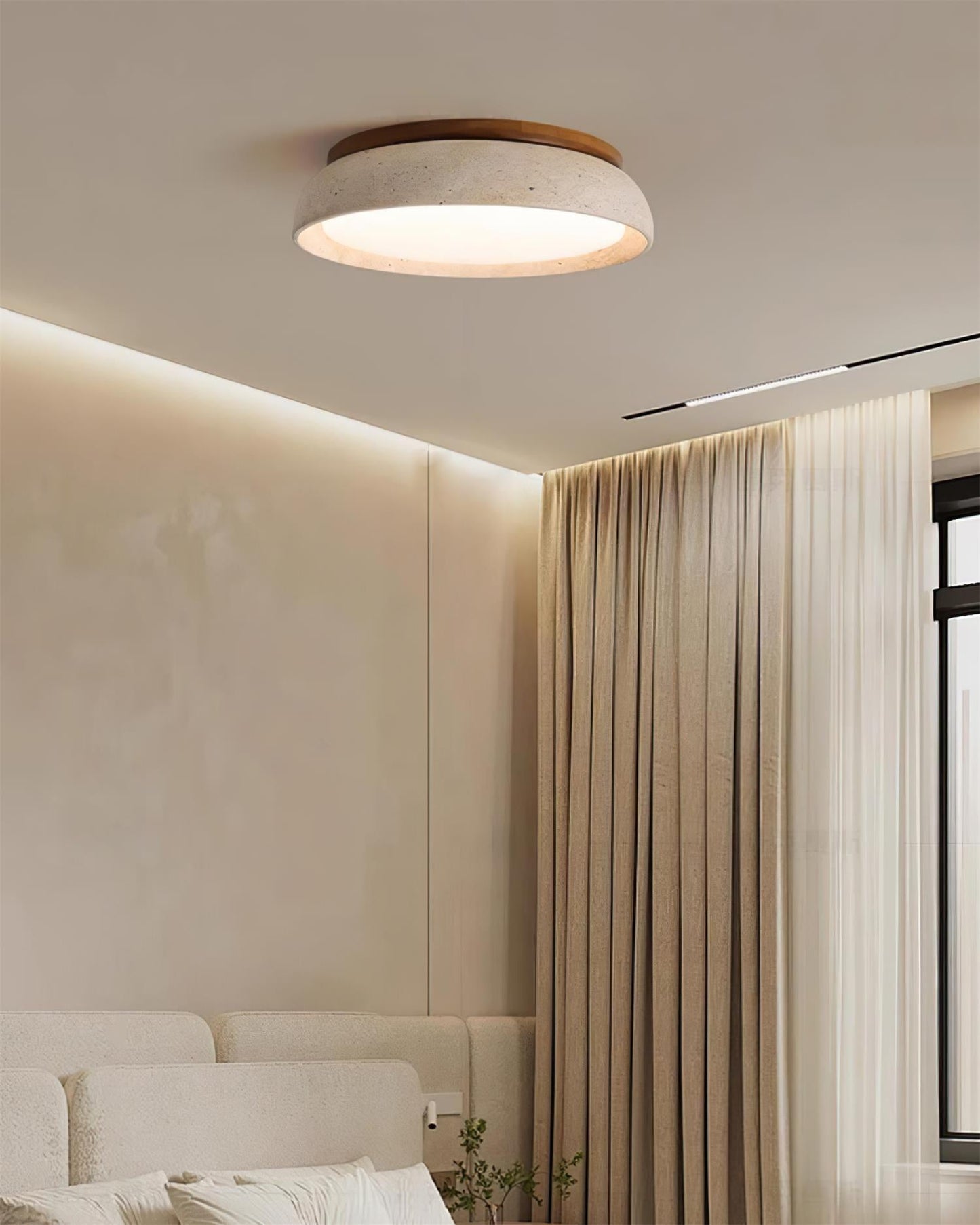 Travertine Stone Flush Ceiling Light