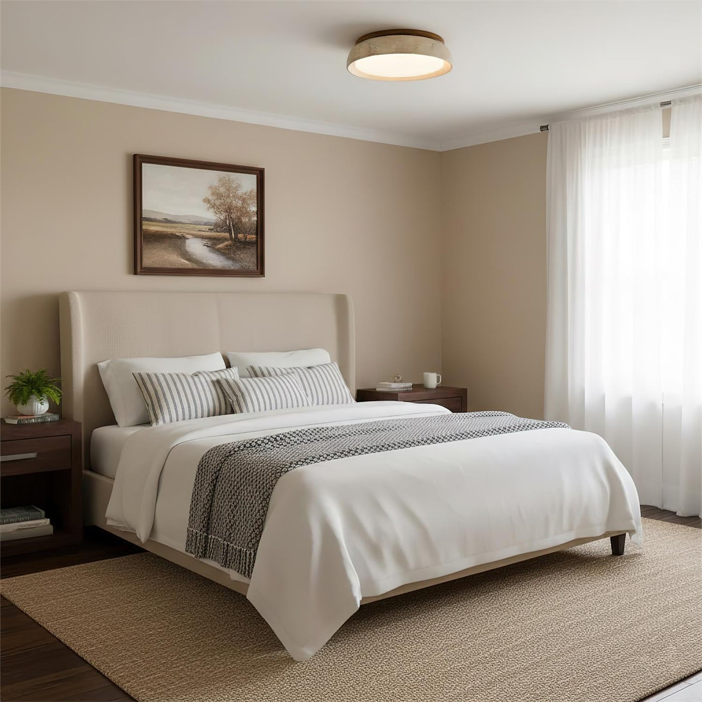 Travertine Stone Flush Ceiling Light