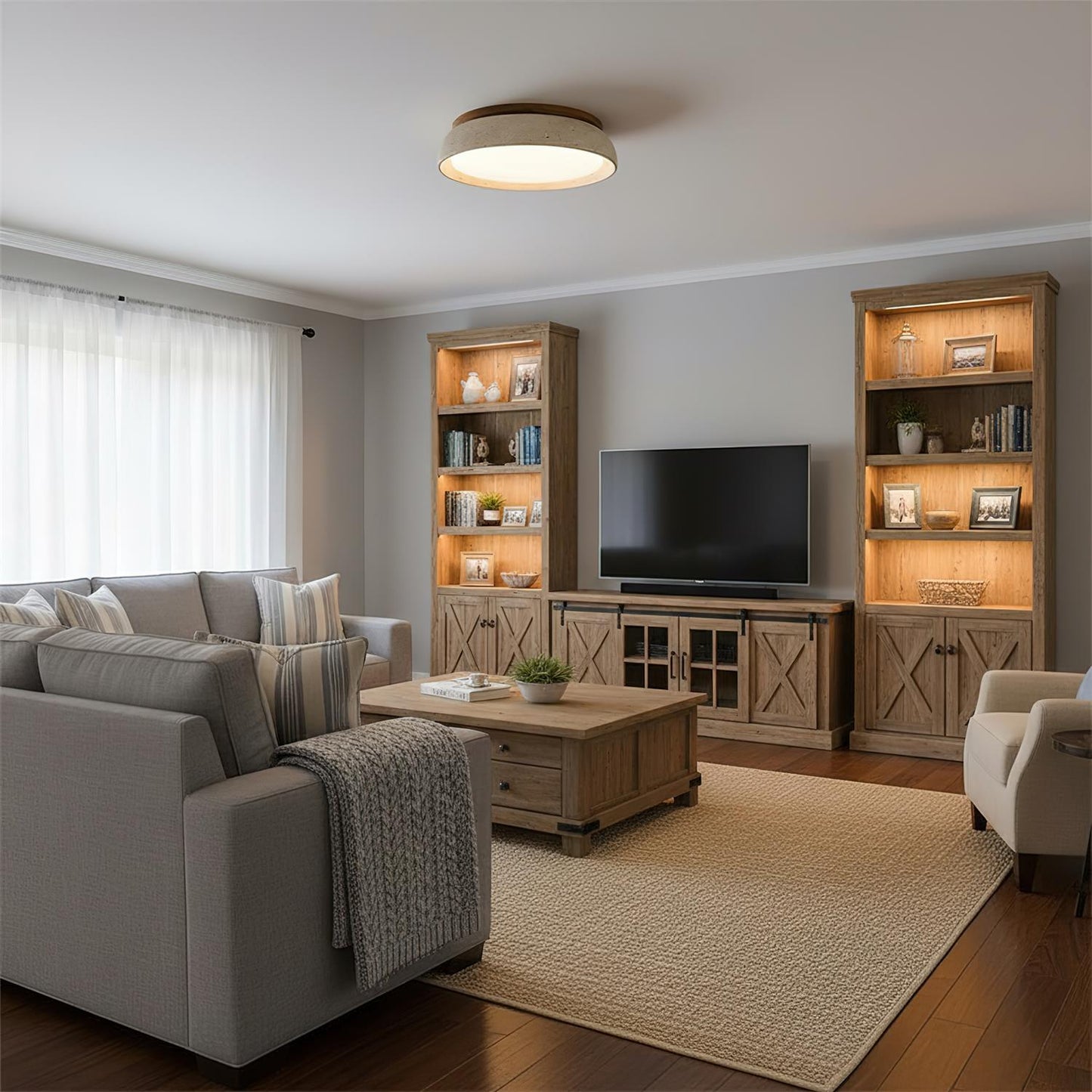 Travertine Stone Flush Ceiling Light