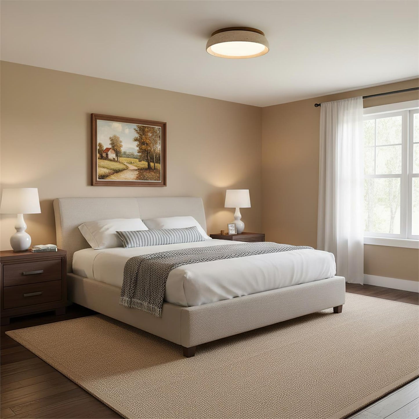 Travertine Stone Flush Ceiling Light