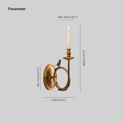 Ornate Brass Candle Wall Sconce