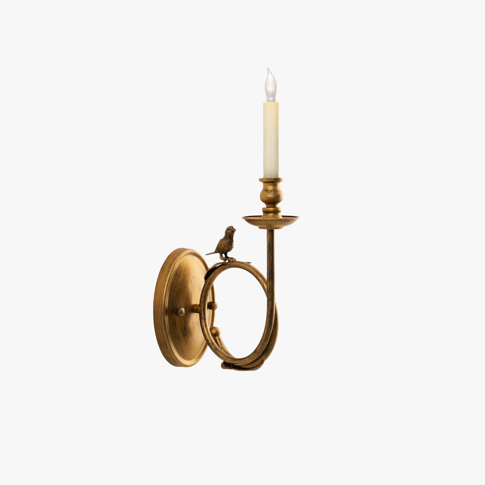 Ornate Brass Candle Wall Sconce