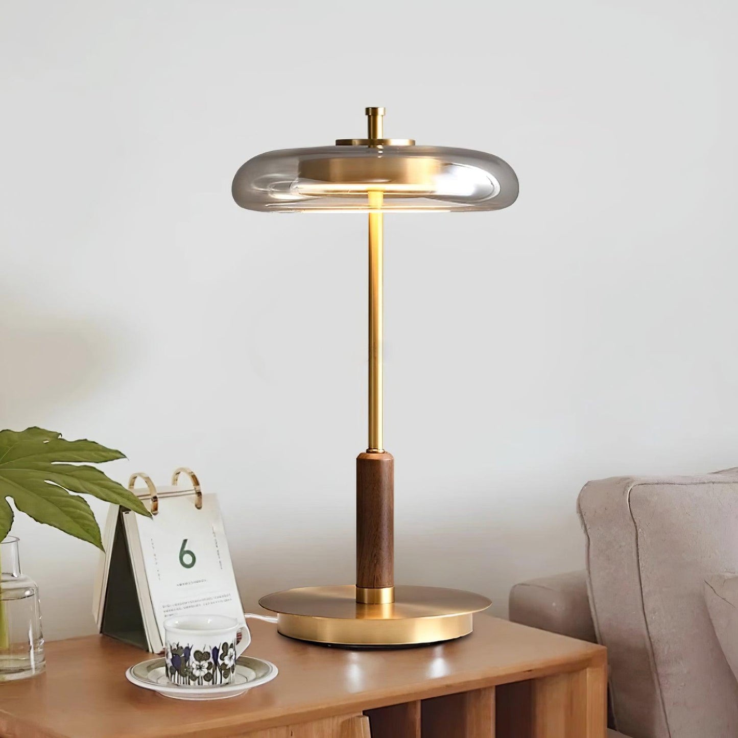 Modern Glass & Brass LED Table Lamp