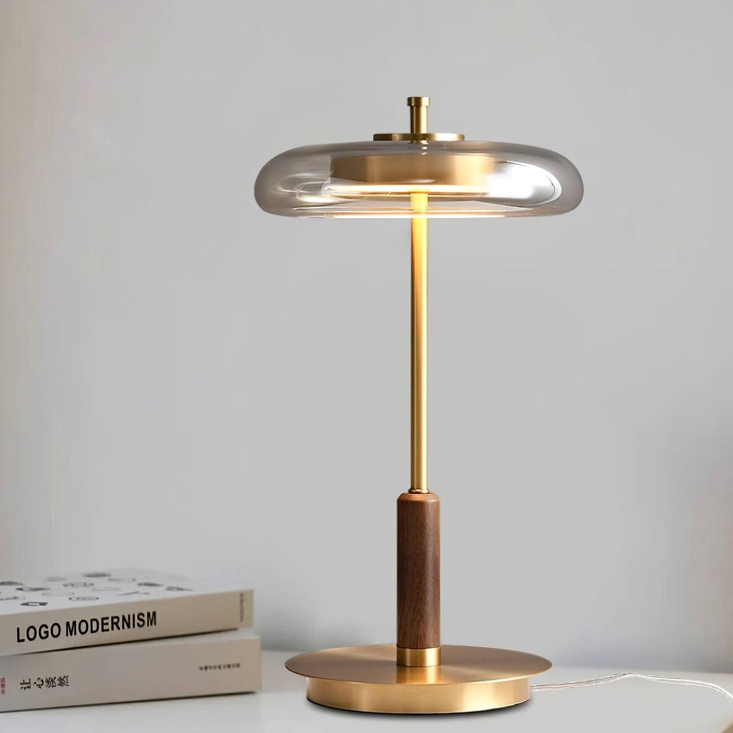 Modern Glass & Brass LED Table Lamp