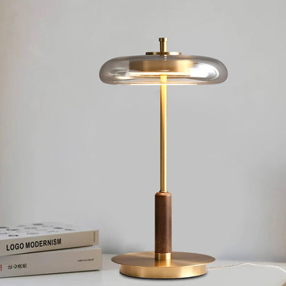 Modern Glass & Brass LED Table Lamp