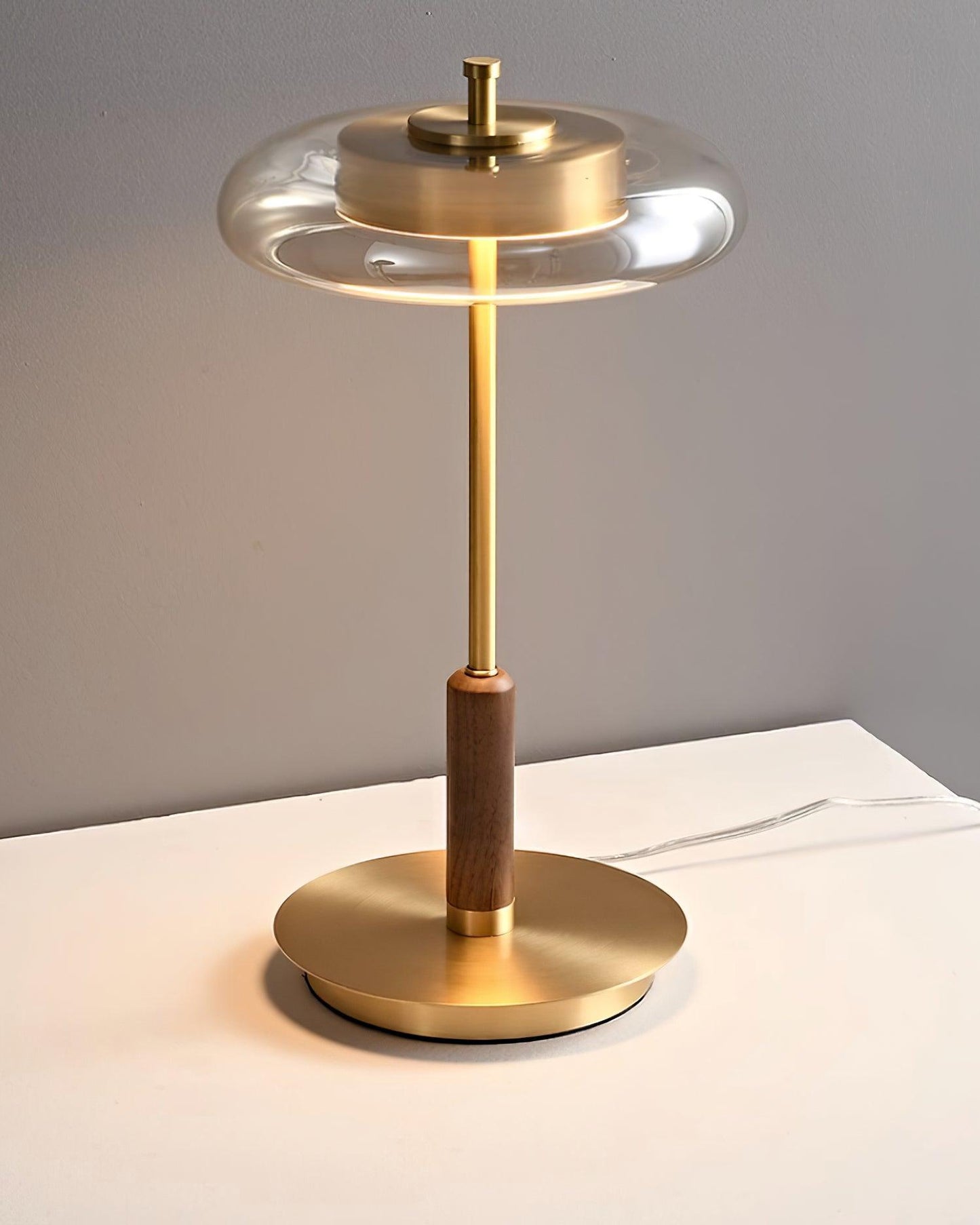 Modern Glass & Brass LED Table Lamp