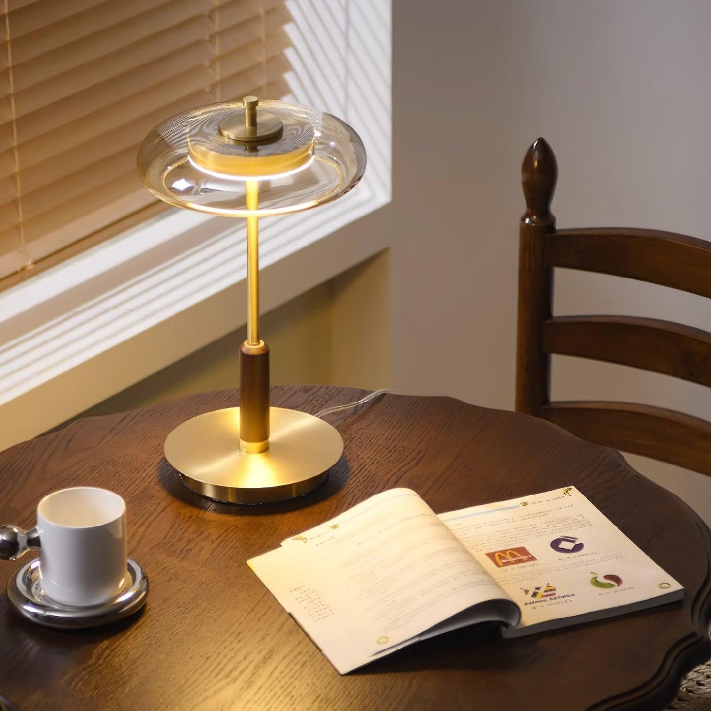 Modern Glass & Brass LED Table Lamp