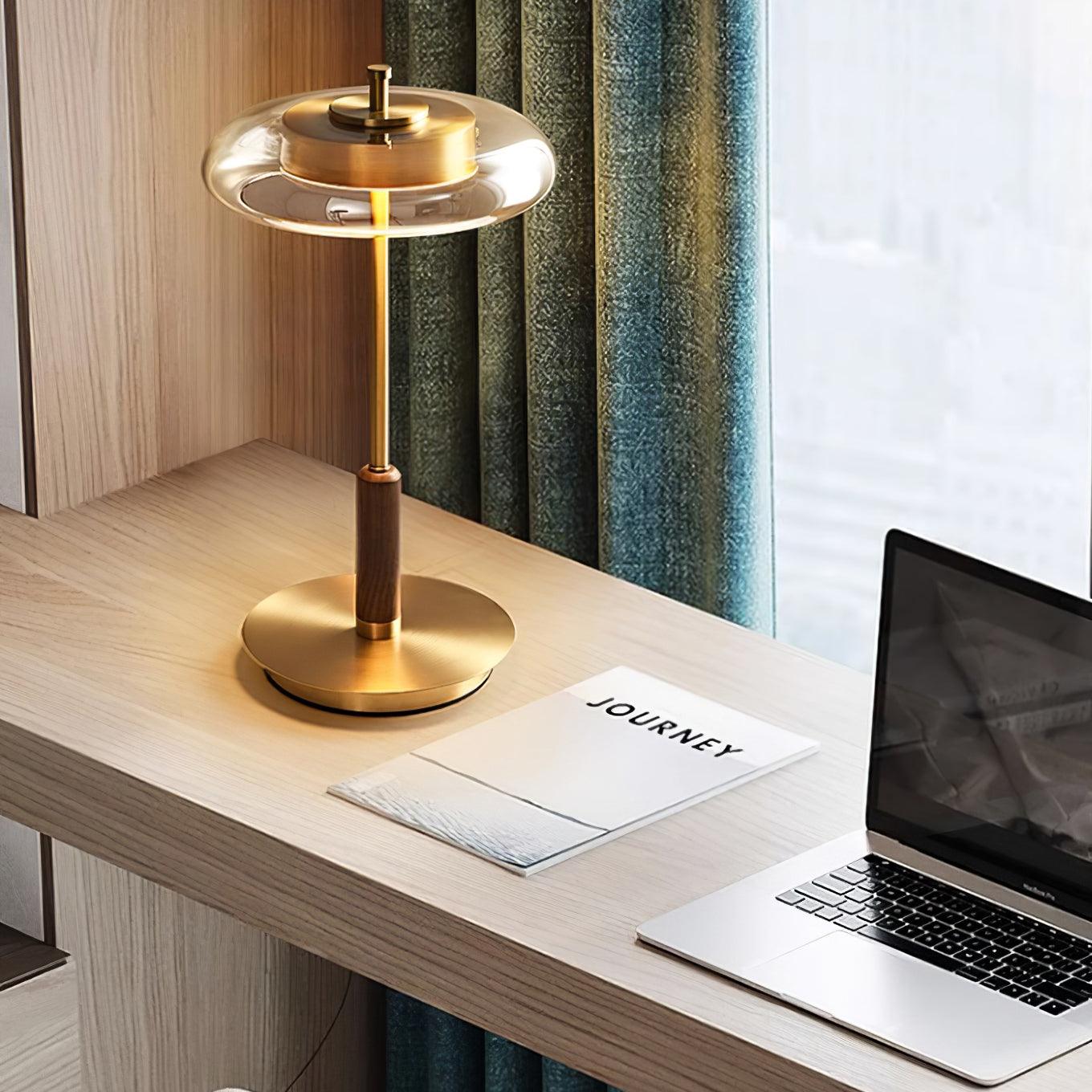 Modern Glass & Brass LED Table Lamp