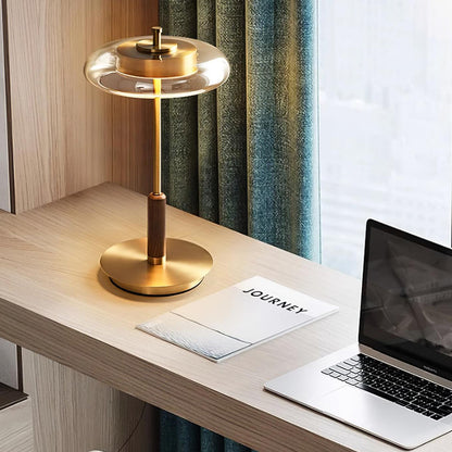 Modern Glass & Brass LED Table Lamp