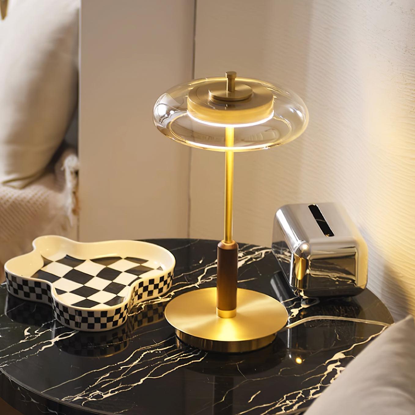 Modern Glass & Brass LED Table Lamp
