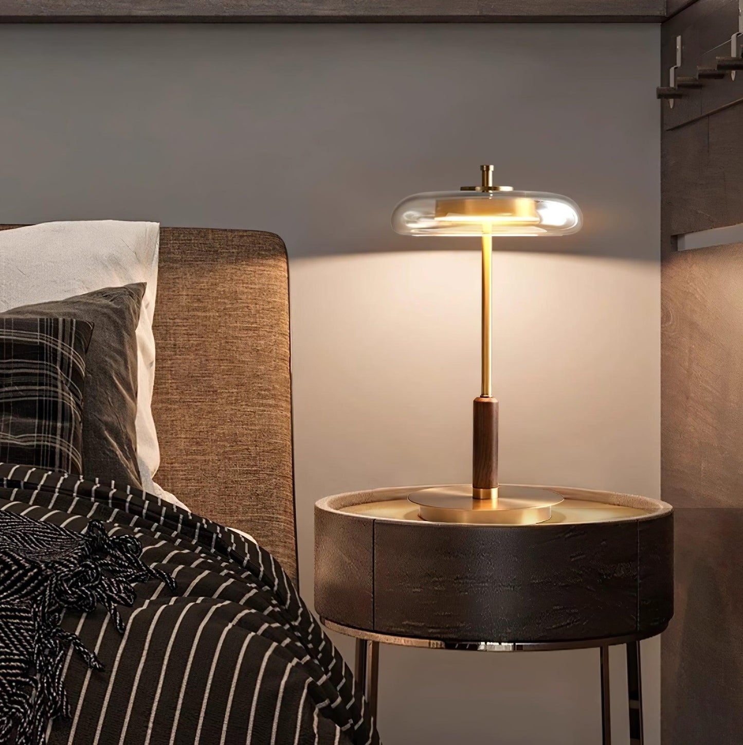Modern Glass & Brass LED Table Lamp