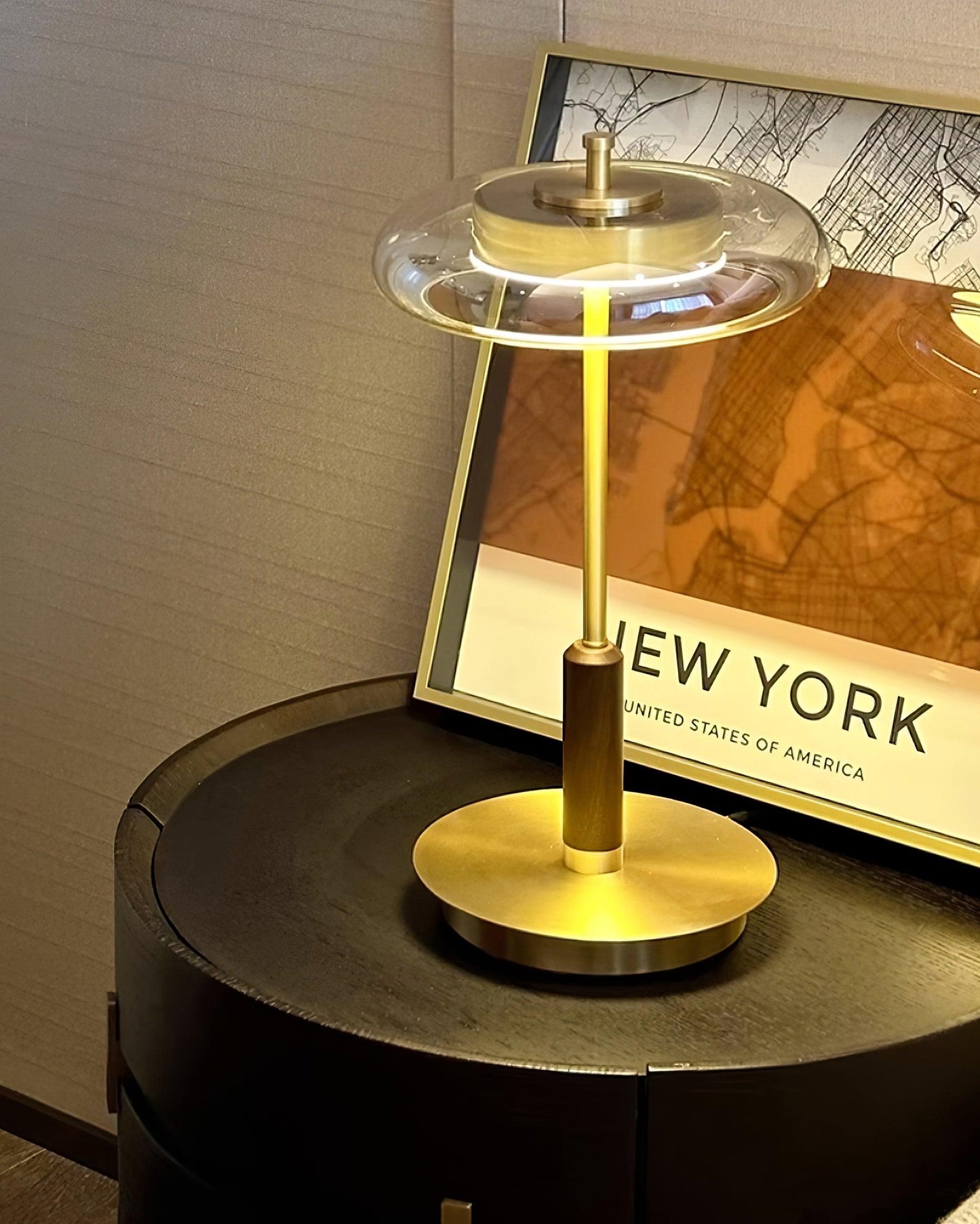 Modern Glass & Brass LED Table Lamp
