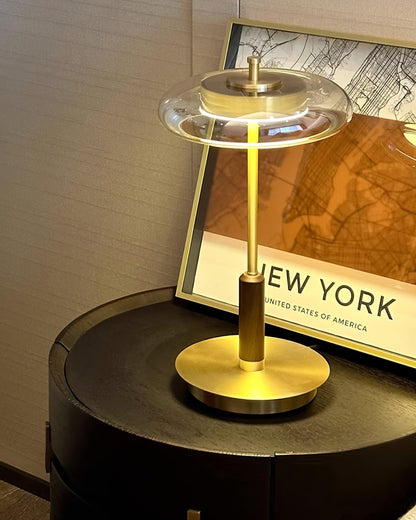 Modern Glass & Brass LED Table Lamp