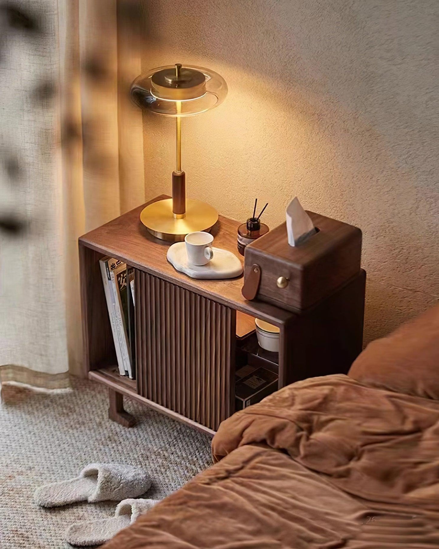 Modern Glass & Brass LED Table Lamp