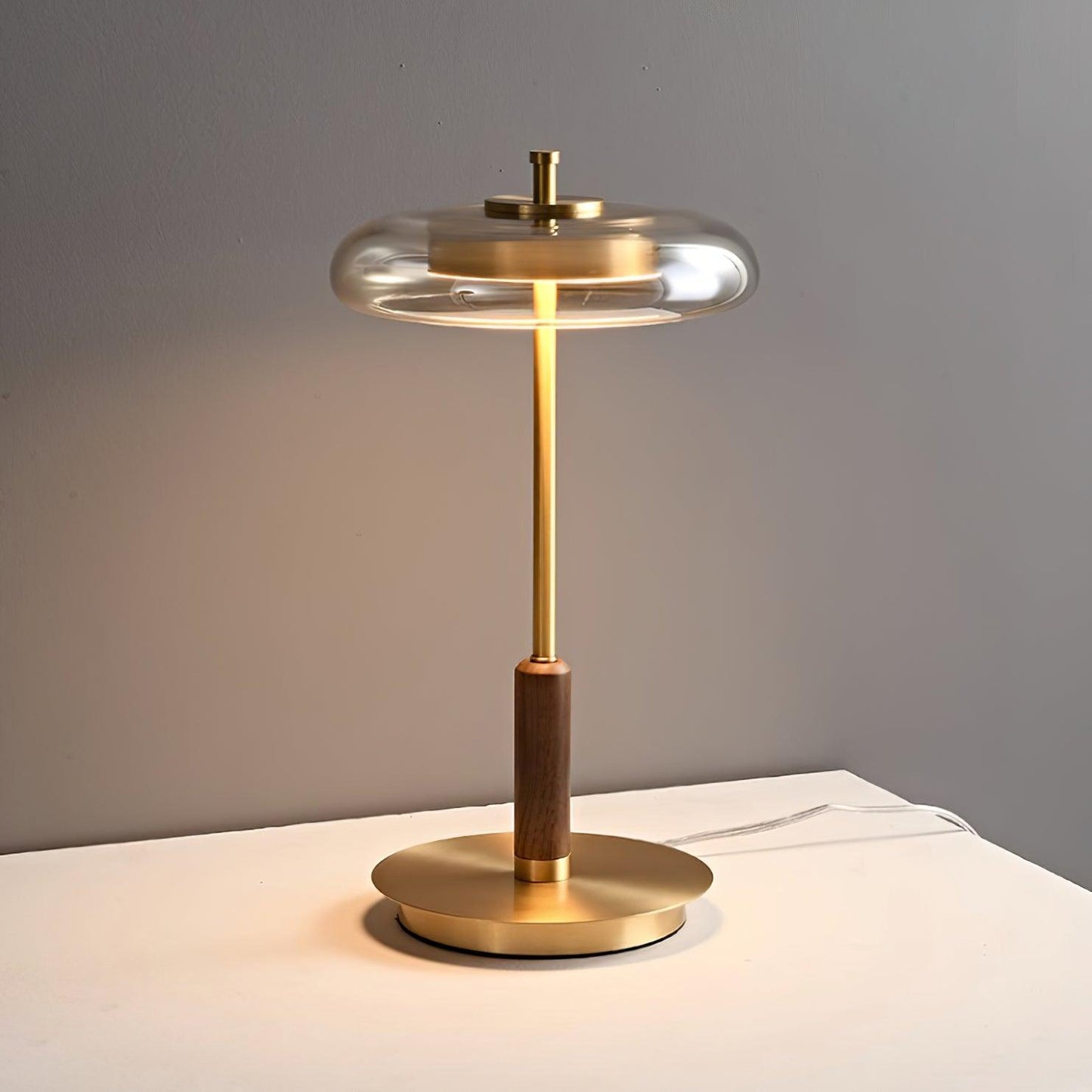 Modern Glass & Brass LED Table Lamp