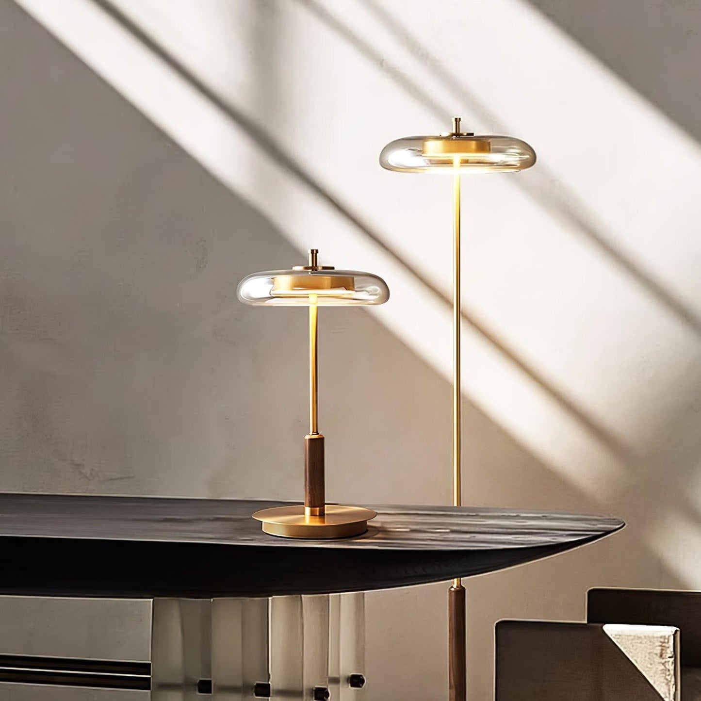 Modern Glass & Brass LED Table Lamp