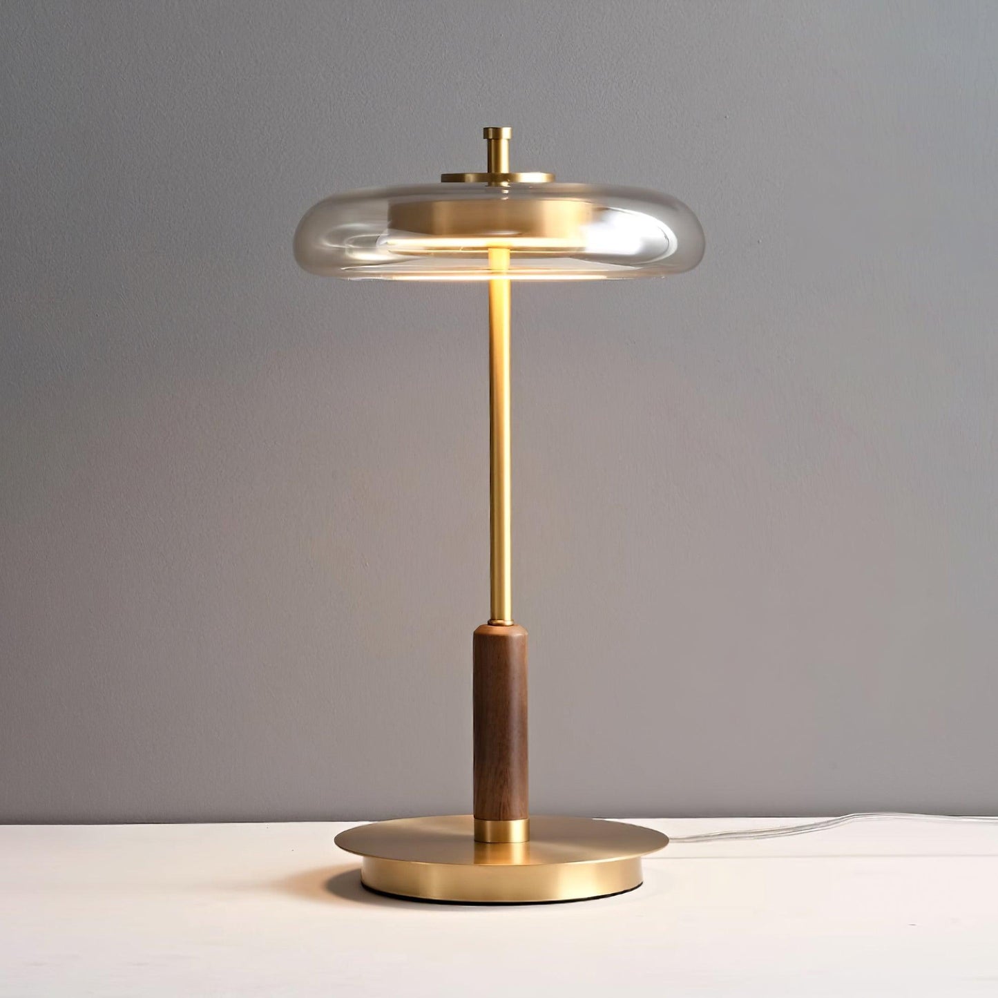Modern Glass & Brass LED Table Lamp