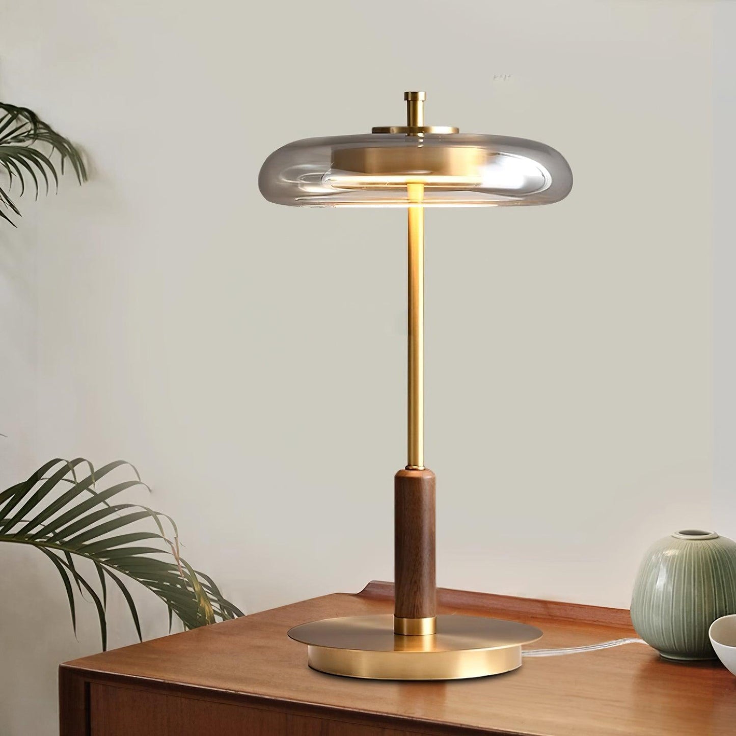 Modern Glass & Brass LED Table Lamp