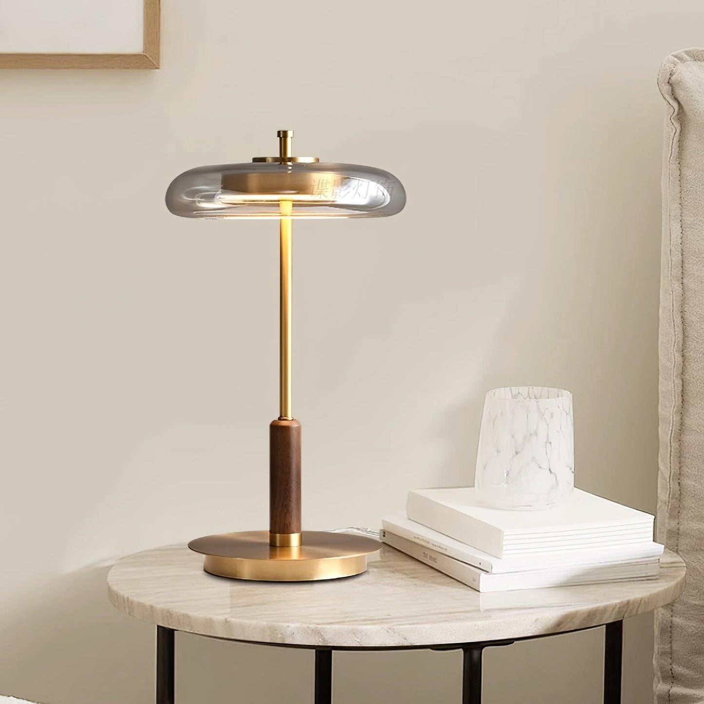 Modern Glass & Brass LED Table Lamp