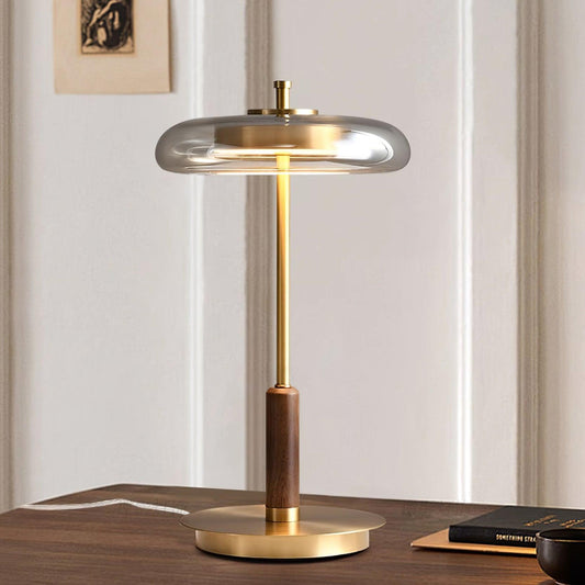 Modern Glass & Brass LED Table Lamp
