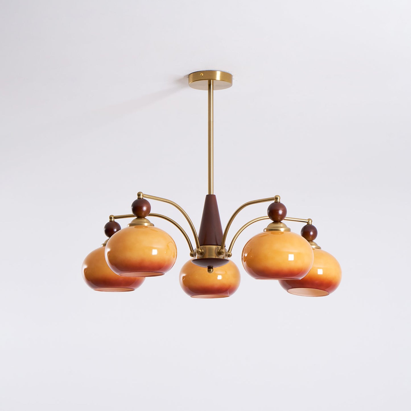 Mid-Century Amber Glass Chandelier