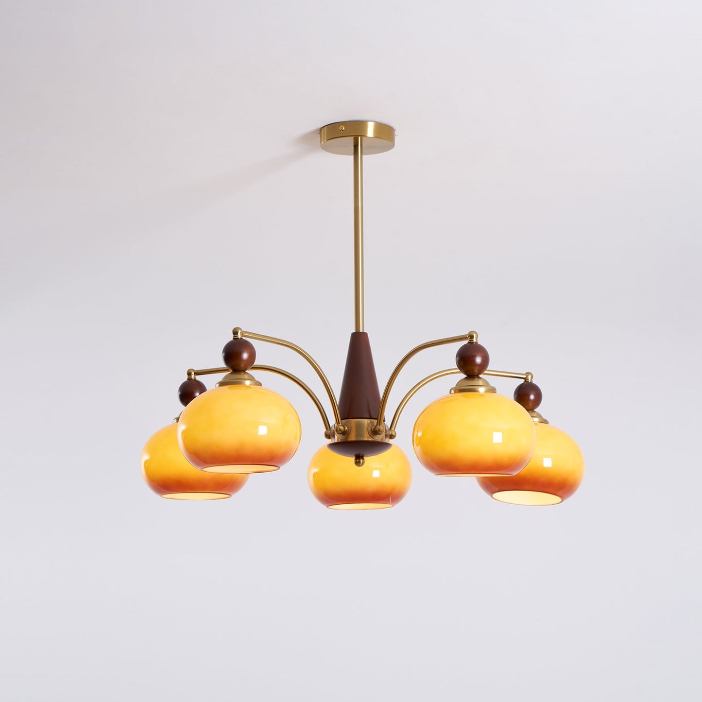 Mid-Century Amber Glass Chandelier