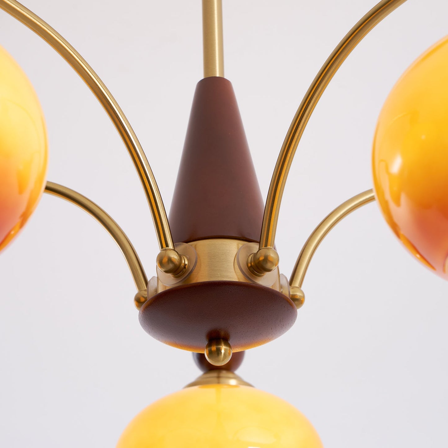 Mid-Century Amber Glass Chandelier