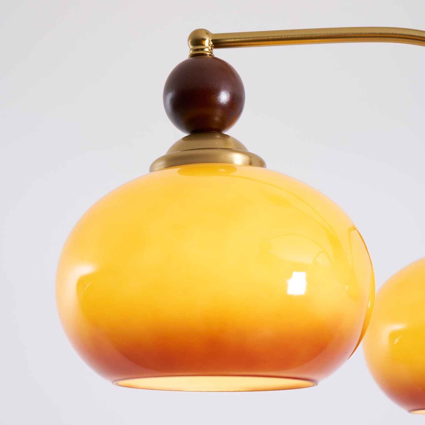 Mid-Century Amber Glass Chandelier