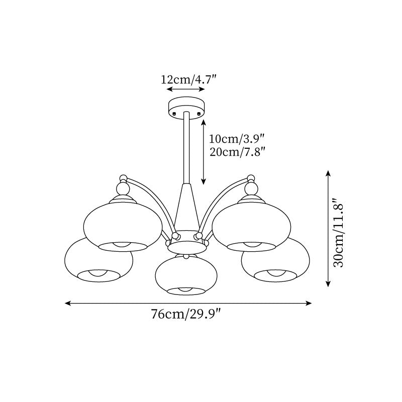 Mid-Century Amber Glass Chandelier
