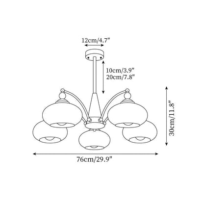 Mid-Century Amber Glass Chandelier