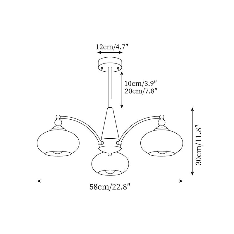 Mid-Century Amber Glass Chandelier