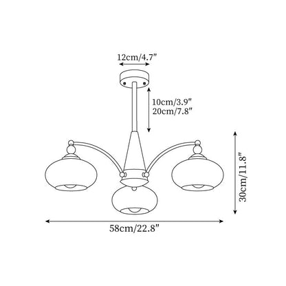 Mid-Century Amber Glass Chandelier