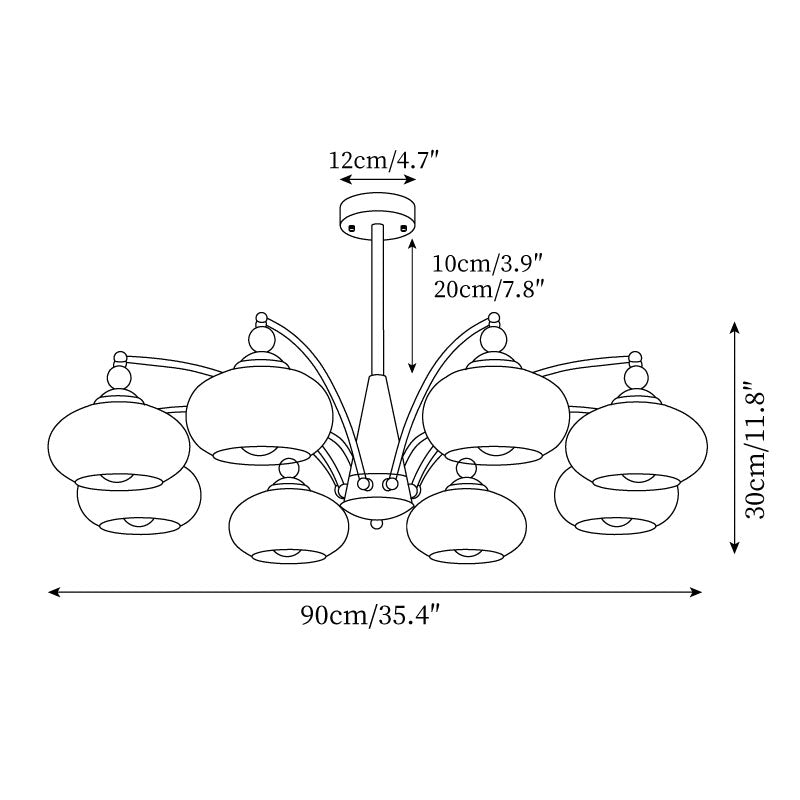 Mid-Century Amber Glass Chandelier