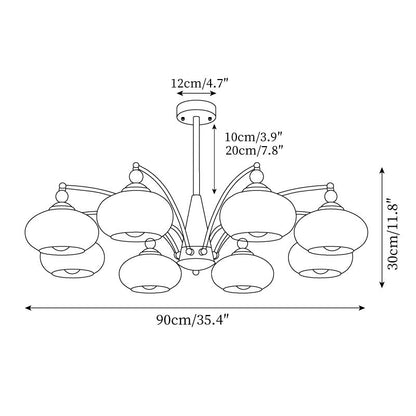 Mid-Century Amber Glass Chandelier