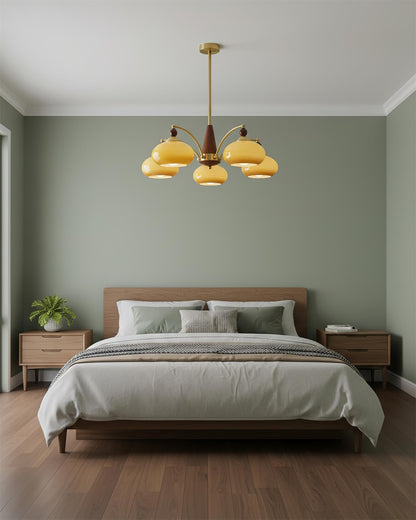 Mid-Century Amber Glass Chandelier