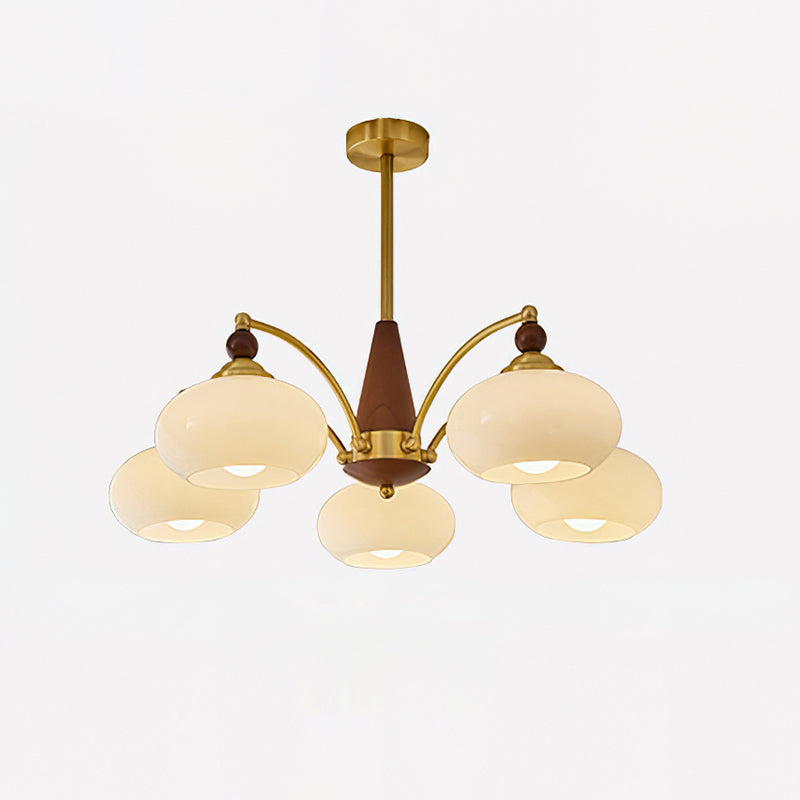 Mid-Century Amber Glass Chandelier