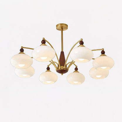 Mid-Century Amber Glass Chandelier
