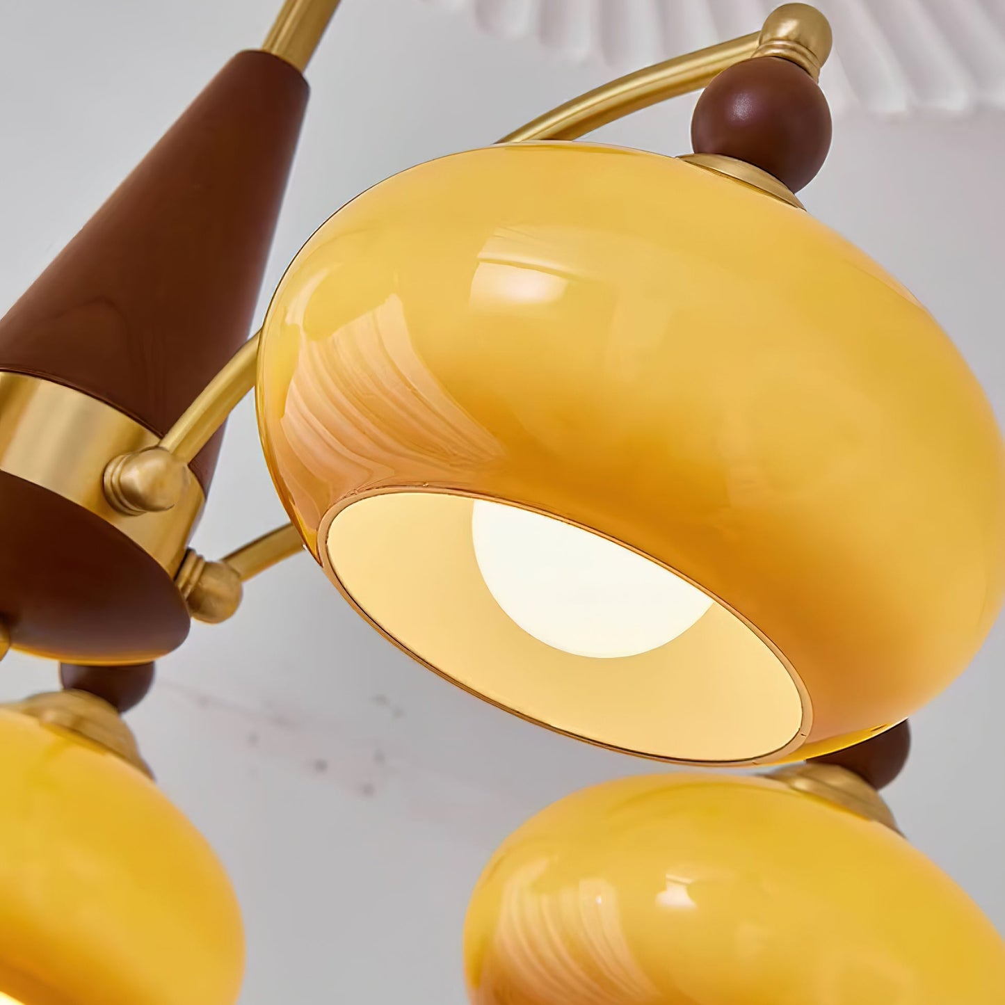 Mid-Century Amber Glass Chandelier