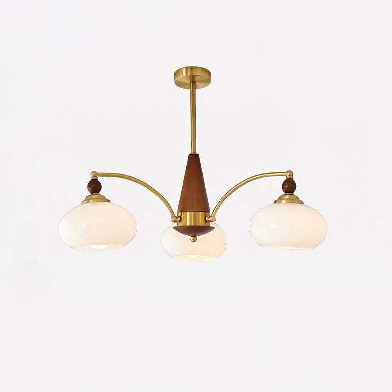 Mid-Century Amber Glass Chandelier
