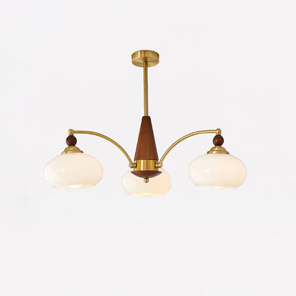 Mid-Century Amber Glass Chandelier