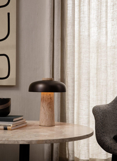 Reverse Modern Travertine Table Lamp