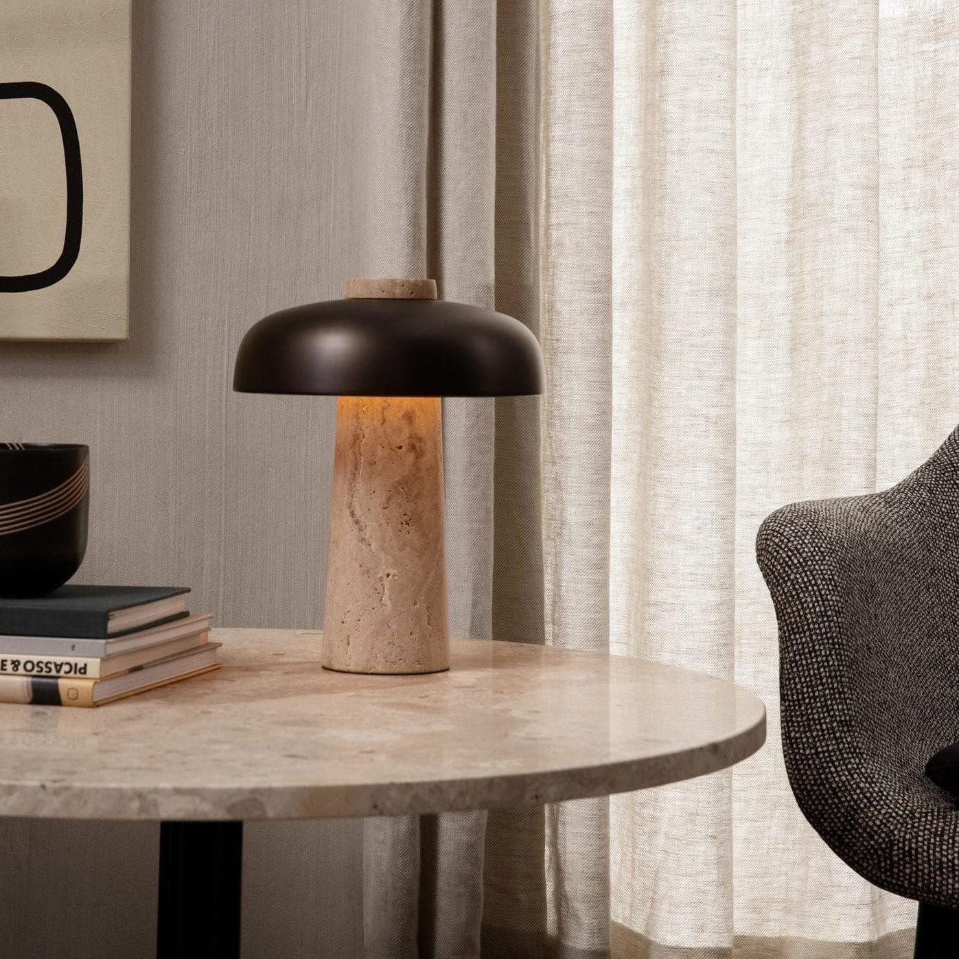 Reverse Modern Travertine Table Lamp