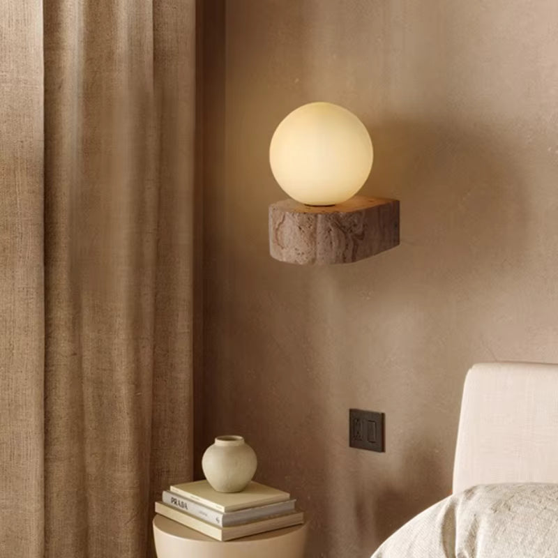 Stonara Wabi Sabi Stone Base Globe Wall Light