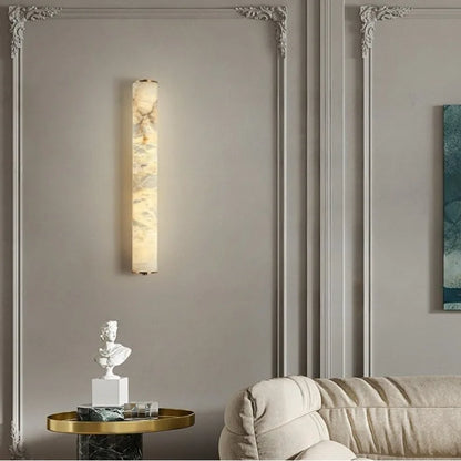 Marvella Cylindrical Marble Wall Light with Copper Frame