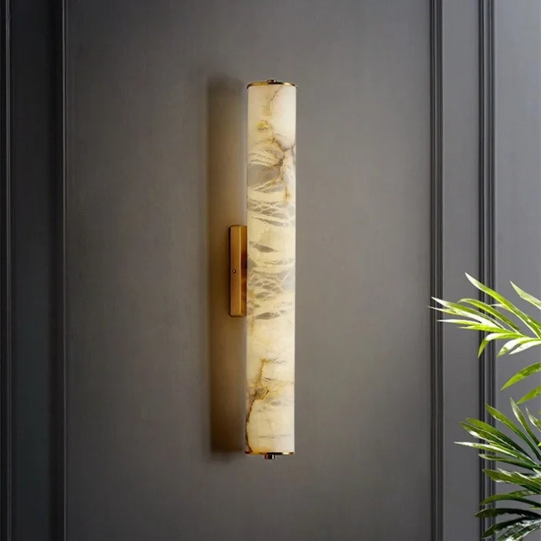 Marvella Cylindrical Marble Wall Light with Copper Frame