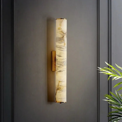Marvella Cylindrical Marble Wall Light with Copper Frame