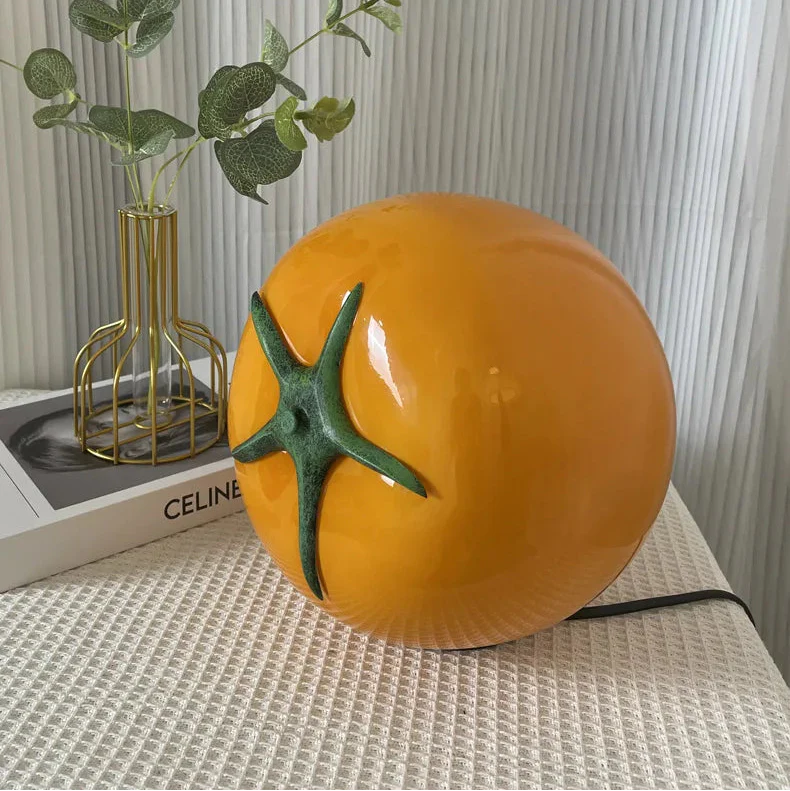 LuxRoyale Creative Tomato Glass Table Lamp, Ambient Night Light for Bedside Decor