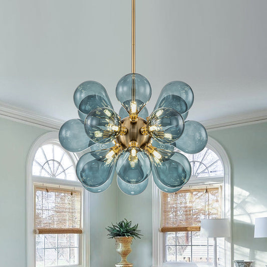 Blue Glass Bubble Chandelier